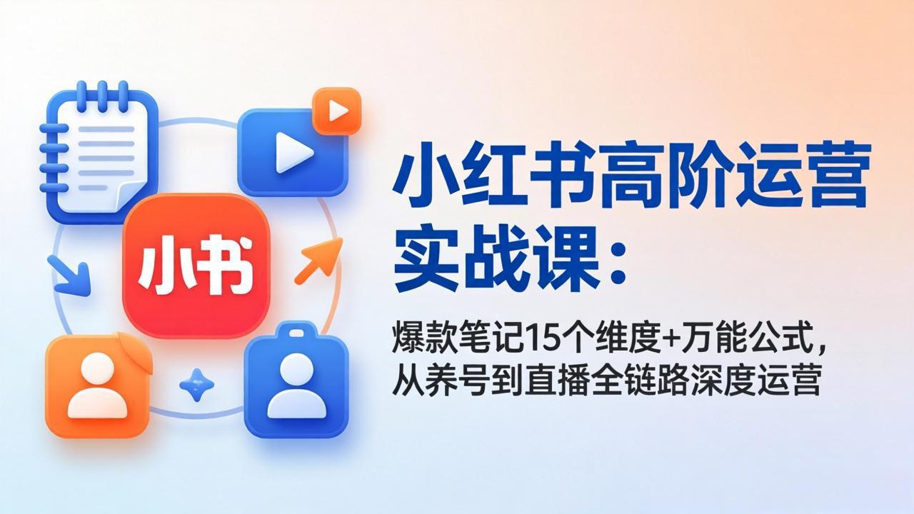 小红书高阶运营实战课：爆款笔记15个维度+万能公式，从养号到直播全链路深度运营-老吴出海笔记