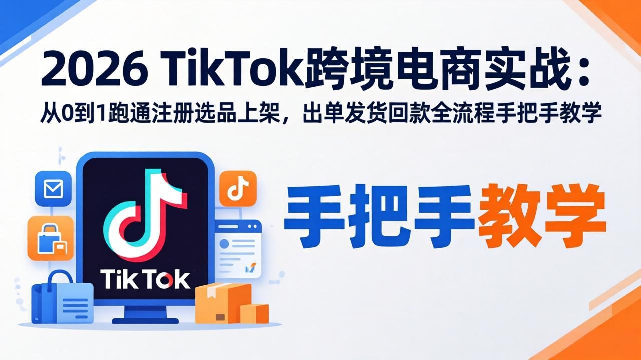2026TikTok跨境电商实战:从0到1跑通注册选品上架,出单发货回款全流程手把手教学-老吴出海笔记
