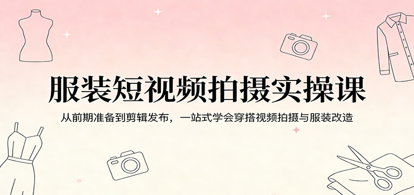 服装短视频拍摄实操课：从前期准备到剪辑发布，一站式学会穿搭视频拍摄与服装改造-老吴出海笔记