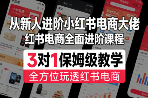 从新人进阶小红书电商大佬,红书电商全面进阶课程,3对1保姆级教学,全方位玩透红书电商-老吴出海笔记