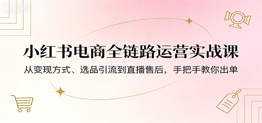 小红书电商全链路运营实战课:从变现方式、选品引流到直播售后,手把手教你出单-老吴出海笔记