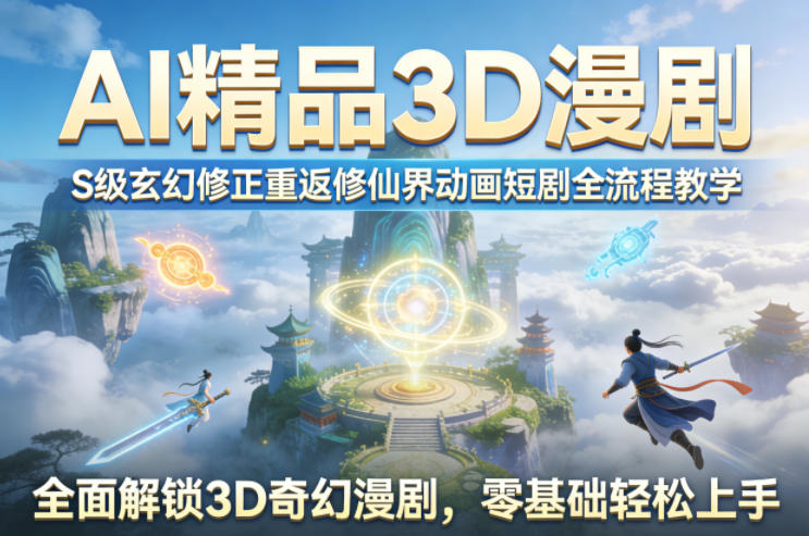 AI精品3D漫剧S级玄幻修正重返修仙界动画短剧全流程教学,全面解锁3D奇幻漫剧,零基础轻松上手-老吴出海笔记