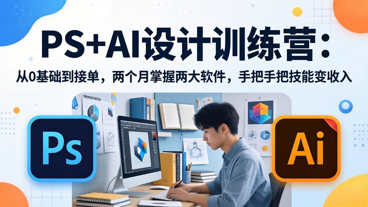 PS+AI设计训练营：从0基础到接单，两个月掌握两大软件，手把手把技能变收入-老吴出海笔记