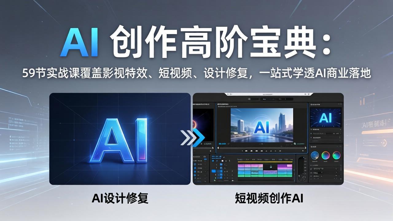 AI 创作高阶宝典：59节实战课覆盖影视特效、短视频、设计修复，一站式学透AI商业落地-老吴出海笔记
