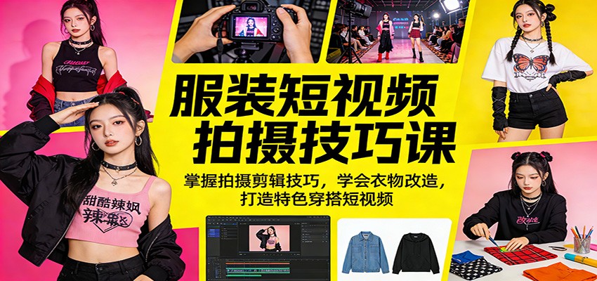服装短视频拍摄技巧课:掌握拍摄剪辑技巧,学会衣物改造,打造特色穿搭短视频-老吴出海笔记