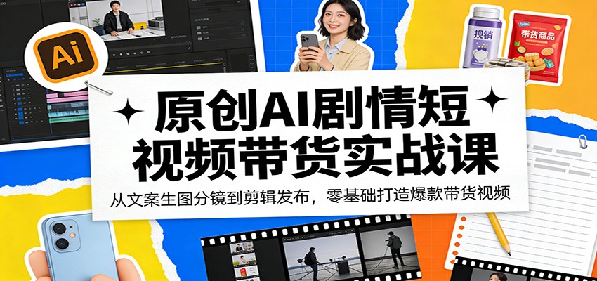原创AI剧情短视频带货实战课:从文案生图分镜到剪辑发布,零基础打造爆款带货视频-老吴出海笔记