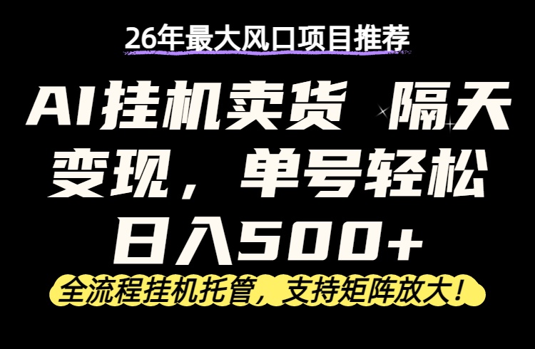 26年最新AI挂机卖货，隔天出收益，单账号轻松日入500+-老吴出海笔记