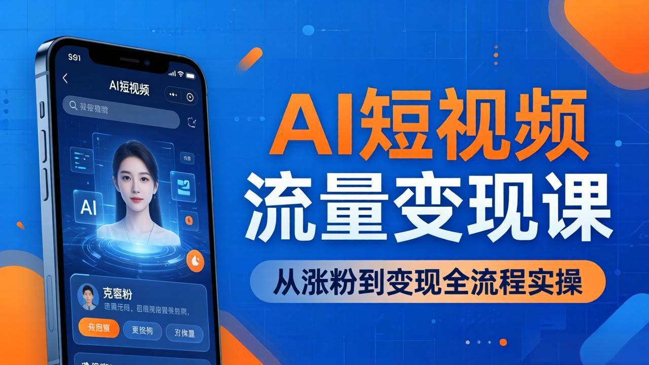 AI短视频流量变现课：一部手机玩转数字人克隆+爆款制作，从涨粉到变现全流程实操-老吴出海笔记