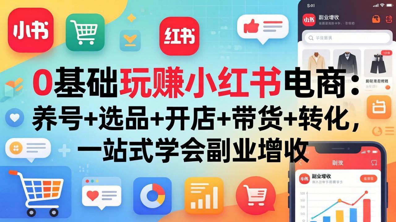 0基础玩赚小红书电商:养号+选品+开店+带货+转化,一站式学会副业增收-老吴出海笔记