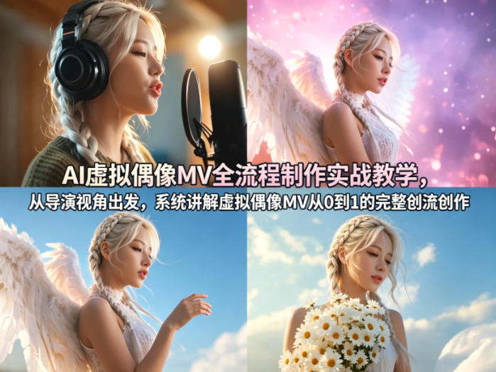 AI虚拟偶像MV全流程制作实战教学,从导演视角出发,系统讲解虚拟偶像MV从0到1的完整创作流程-老吴出海笔记
