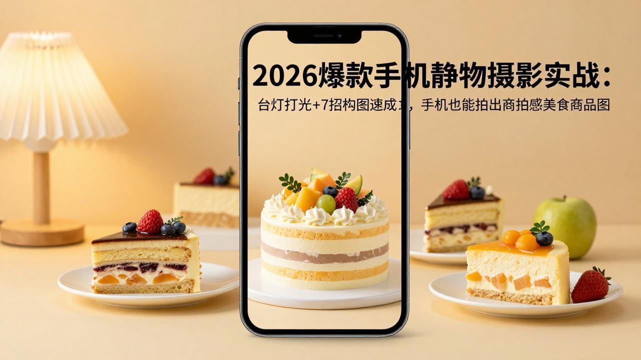 2026爆款手机静物摄影实战:台灯打光+7招构图速成,手机也能拍出商拍感美食商品图-老吴出海笔记