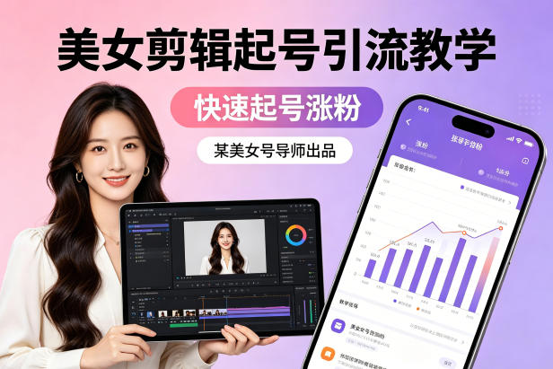 某美女号导师出品:美女剪辑起号引流教学,快速起号涨粉-老吴出海笔记
