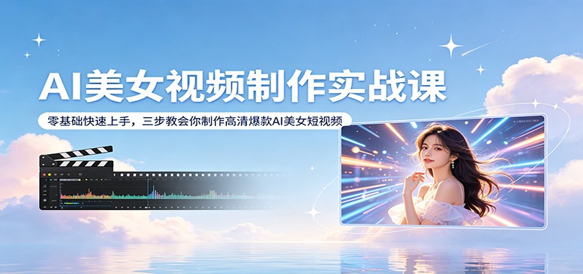 AI美女视频制作实战课:零基础快速上手,三步教会你制作高清爆款AI美女短视频-老吴出海笔记