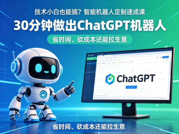 技术小白也能搞？智能机器人定制速成课，30分钟做出ChatGPT机器人，省时间、砍成本还能拉生意-老吴出海笔记