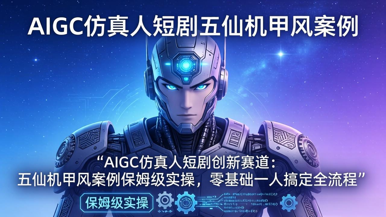 AIGC仿真人短剧创新赛道：五仙机甲风案例保姆级实操，零基础一人搞定全流程-老吴出海笔记