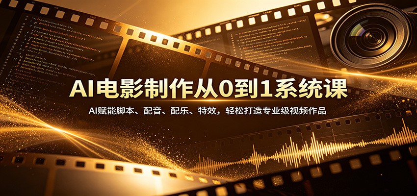 AI电影制作从0到1系统课:AI赋能脚本、配音、配乐、特效,轻松打造专业级视频作品-老吴出海笔记