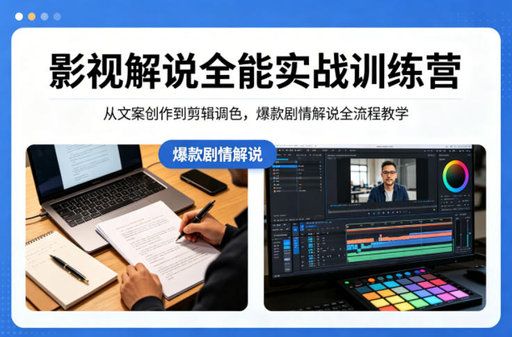 影视解说全能实战训练营:从文案创作到剪辑调色,爆款剧情解说全流程教学-老吴出海笔记