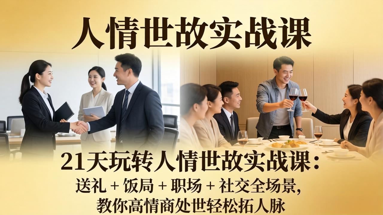 21 天玩转人情世故实战课:送礼 + 饭局 + 职场 + 社交全场景,教你高情商处世轻松拓人脉-老吴出海笔记