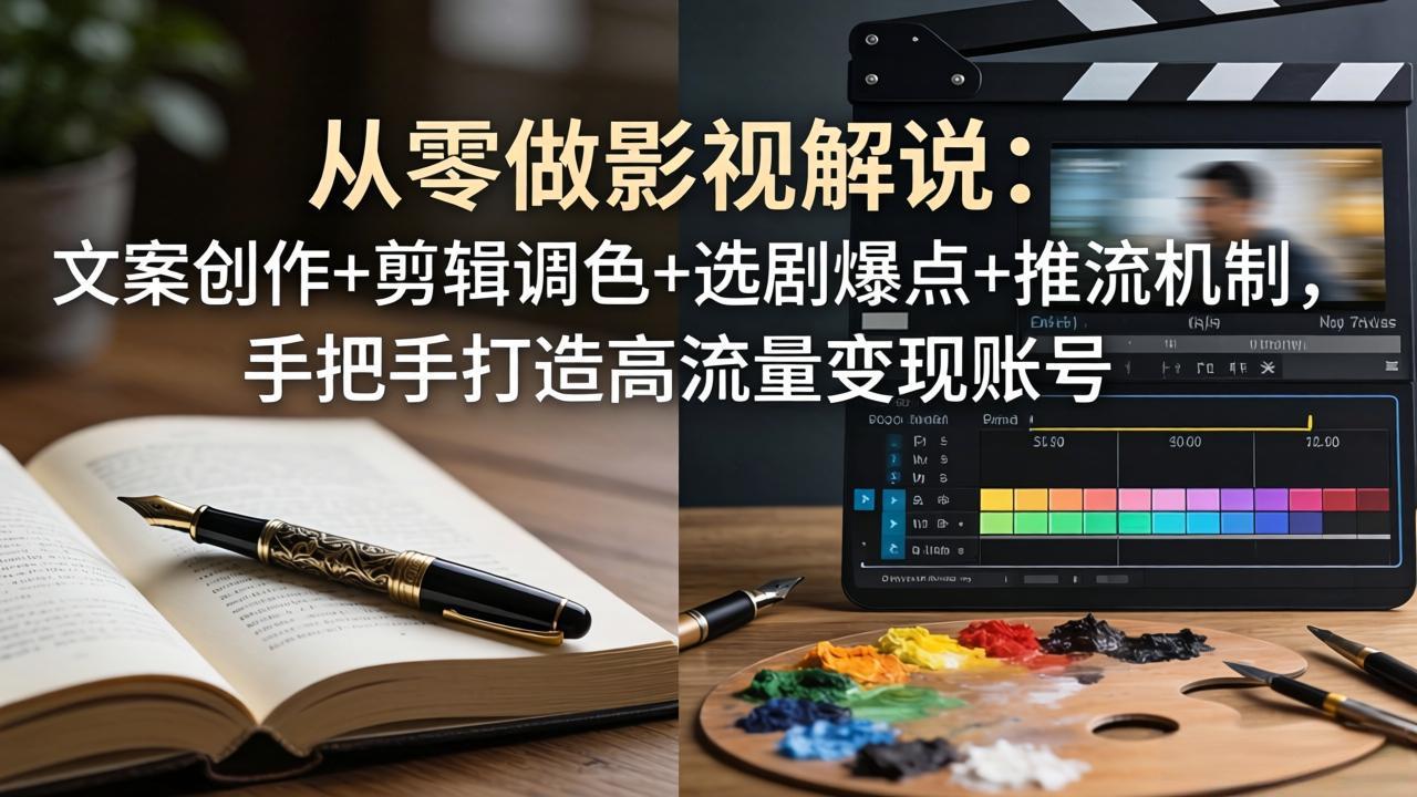 从零做影视解说:文案创作+剪辑调色+选剧爆点+推流机制,手把手打造高流量变现账号-老吴出海笔记