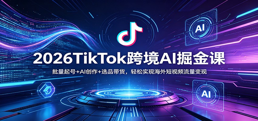 2026TikTok跨境AI掘金课:批量起号+AI创作+选品带货,轻松实现海外短视频流量变现-老吴出海笔记