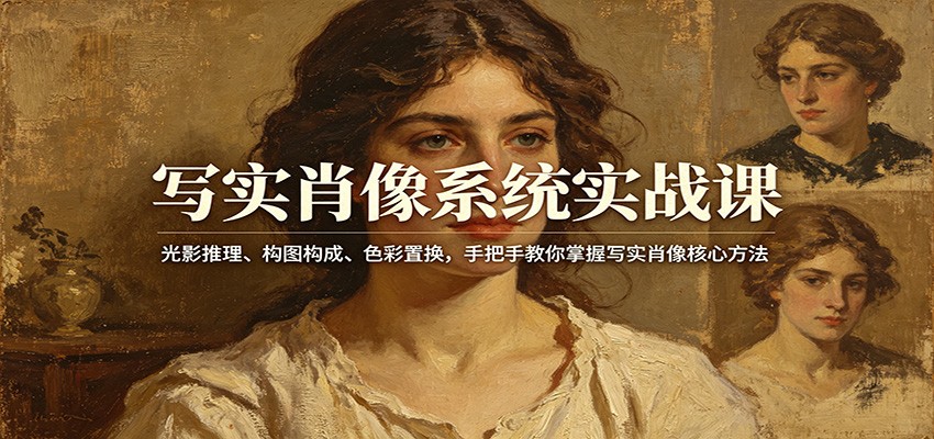 写实肖像系统实战课：光影推理、构图构成、色彩置换，手把手教你掌握写实肖像核心方法-老吴出海笔记