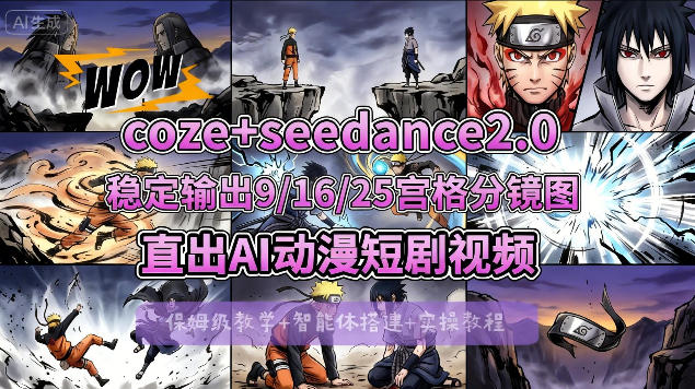 [COZE搭建教学]COZE+即梦Seedance 2.0稳定输出9-16-25宫格分镜图直出AI漫剧视频-老吴出海笔记