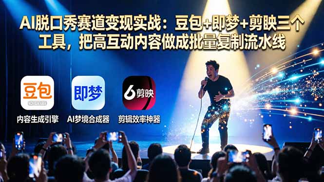 AI脱口秀赛道变现实战：豆包+即梦+剪映三个工具，把高互动内容做成批量复制流水线-老吴出海笔记