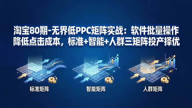 淘宝80期-无界低PPC矩阵实战：软件批量操作降低点击成本，标准+智能+人群三矩阵投产择优-老吴出海笔记