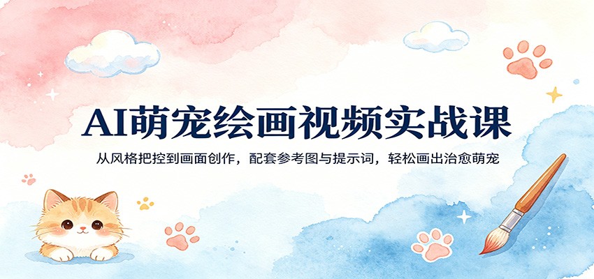 AI萌宠绘画视频实战课:从风格把控到画面创作,配套参考图与提示词,轻松画出治愈萌宠-老吴出海笔记