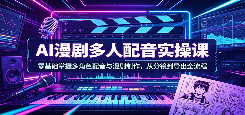 AI漫剧多人配音实操课：零基础掌握多角色配音与漫剧制作，从分镜到导出全流程-老吴出海笔记