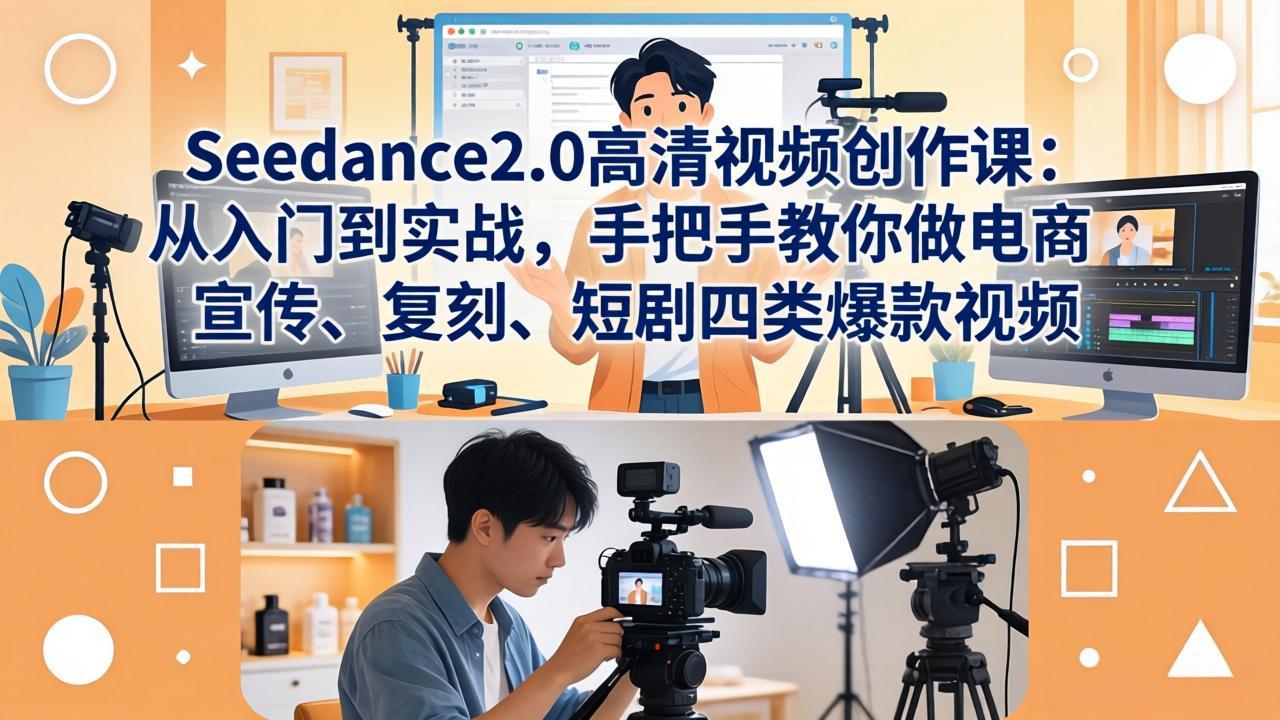 Seedance2.0高清视频创作课：从入门到实战，手把手教你做电商、宣传、复刻、短剧四类爆款视频-老吴出海笔记