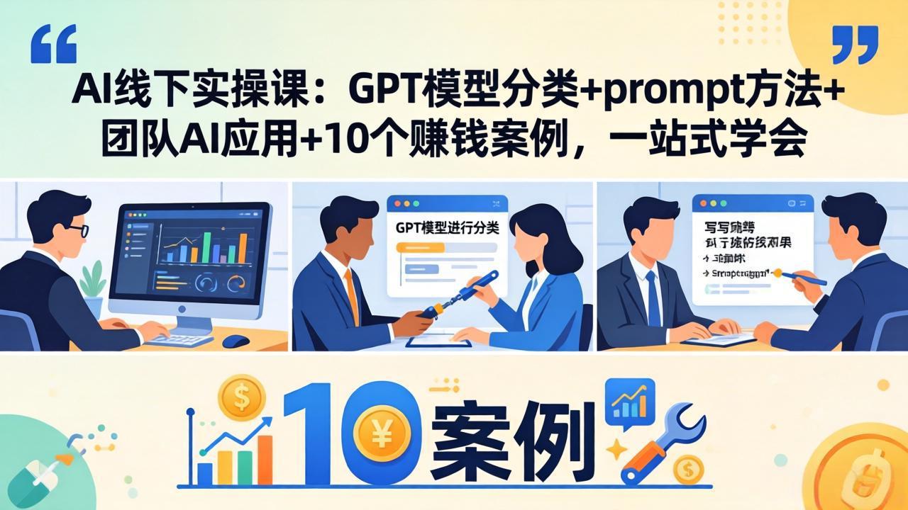AI线下实操课：GPT模型分类+prompt方法+团队AI应用+10个赚钱案例，一站式学会-老吴出海笔记