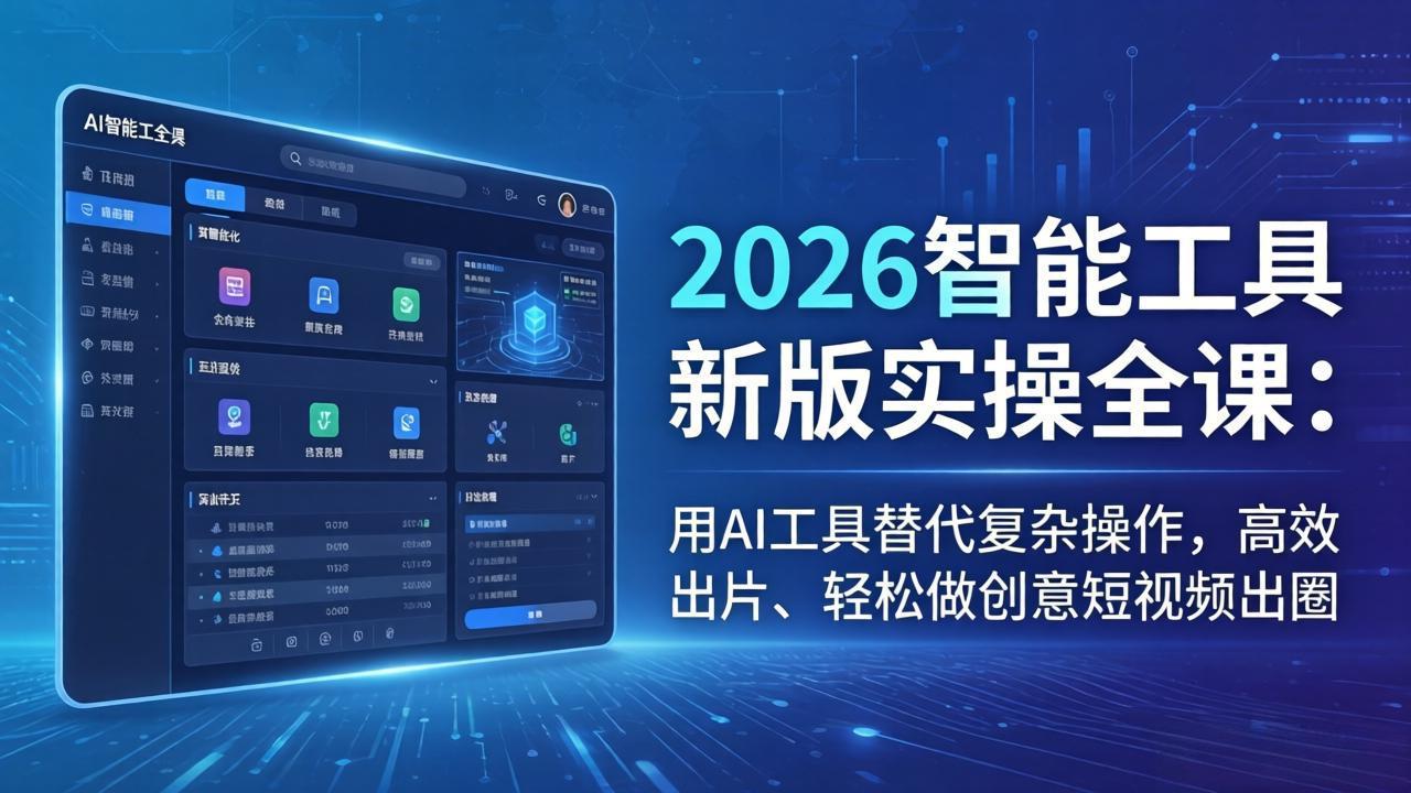 2026智能工具新版实操全课：用AI工具替代复杂操作，高效出片、轻松做创意短视频出圈-老吴出海笔记