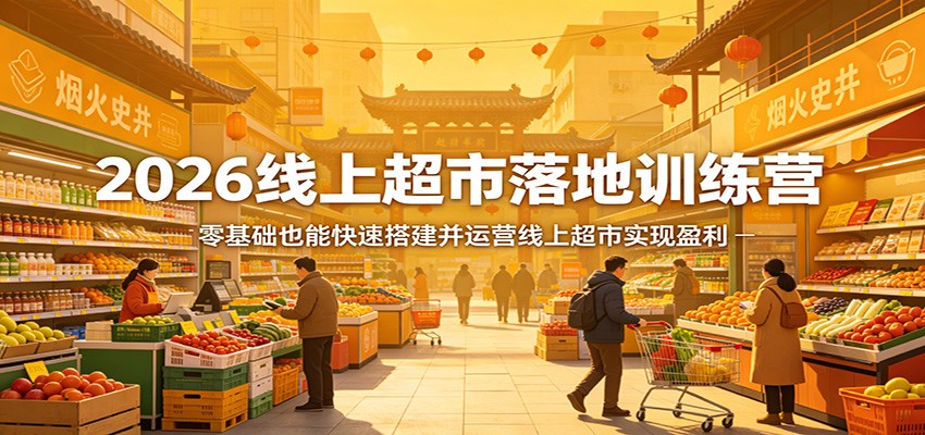 2026线上超市落地训练营,零基础也能快速搭建并运营线上超市实现盈利-老吴出海笔记