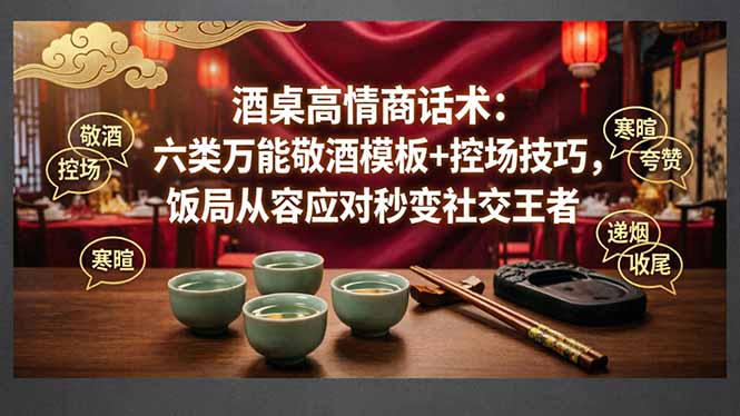 付费文章:酒桌高情商话术:六类万能敬酒模板+控场技巧,饭局从容应对秒变社交王者-老吴出海笔记