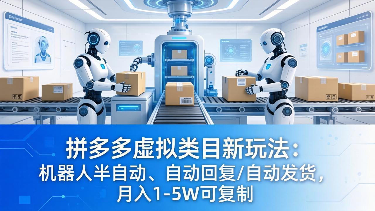 拼多多虚拟类目新玩法：机器人半自动、自动回复 /自动发货，月入 1-5W 可复制-老吴出海笔记