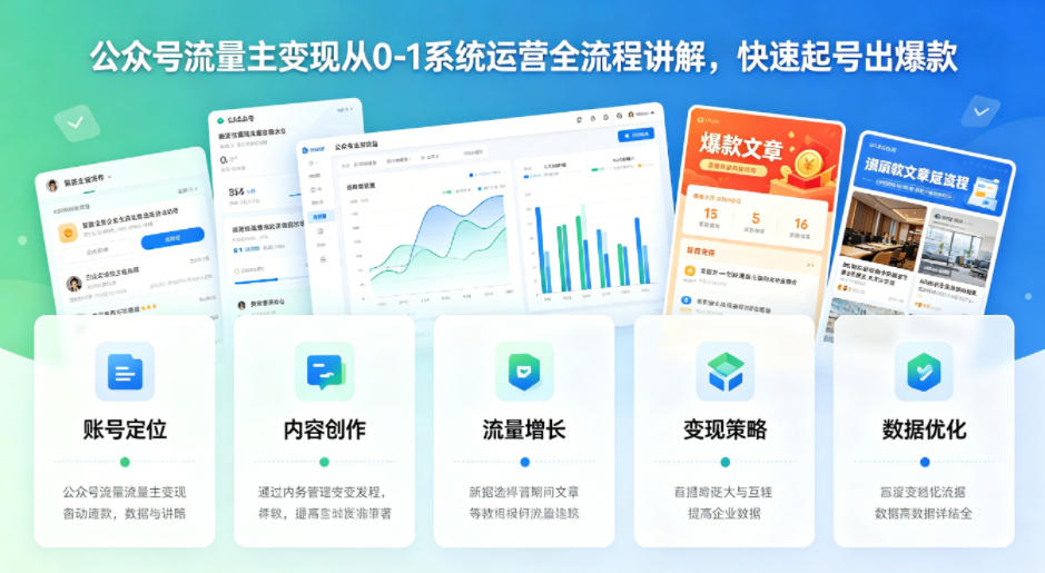 公众号流量主变现从0-1系统运营全流程讲解,快速起号出爆款-老吴出海笔记