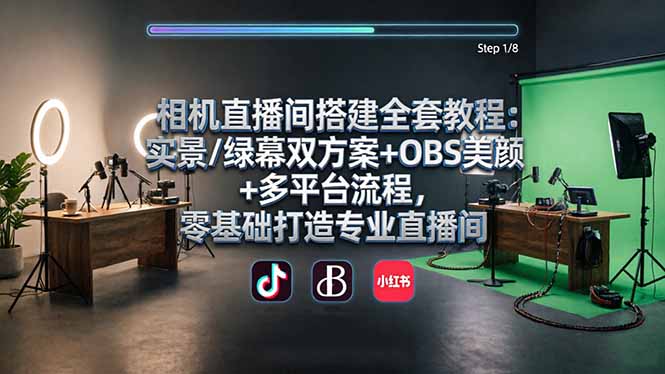 相机直播间搭建全套教程:实景/绿幕双方案+OBS美颜+多平台流程,零基础打造专业直播间-老吴出海笔记