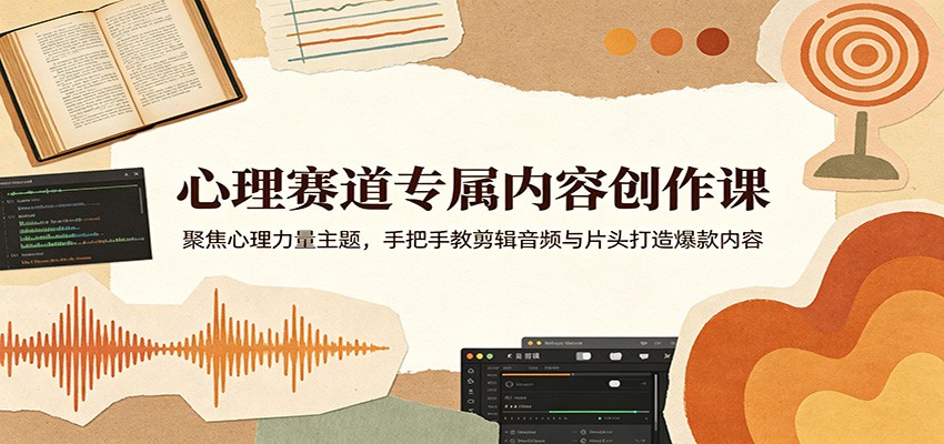 心理赛道专属内容创作课:聚焦心理力量主题,手把手教剪辑音频与片头打造爆款内容-老吴出海笔记