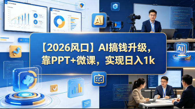 【2026风口】AI搞钱升级，靠PPT+微课，实现日入1k-老吴出海笔记
