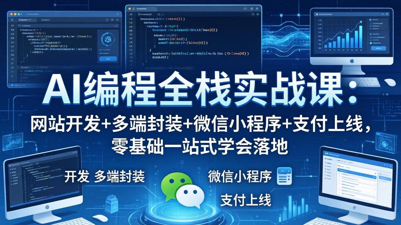 AI编程全栈实战课：网站开发+多端封装+微信小程序+支付上线，零基础一站式学会落地-老吴出海笔记