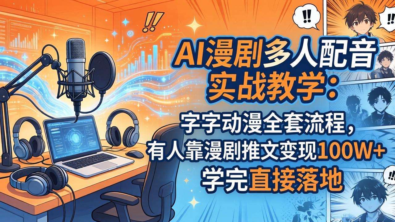 AI漫剧多人配音实战教学：字字动漫全套流程，有人靠漫剧推文变现100W+，学完直接落地-老吴出海笔记