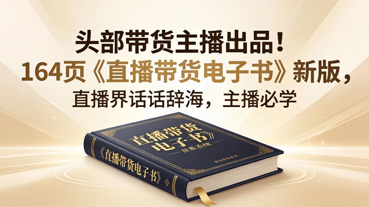 头部带货主播出品!164页《直播带货电子书》新版,直播界话术辞海,主播必学-老吴出海笔记