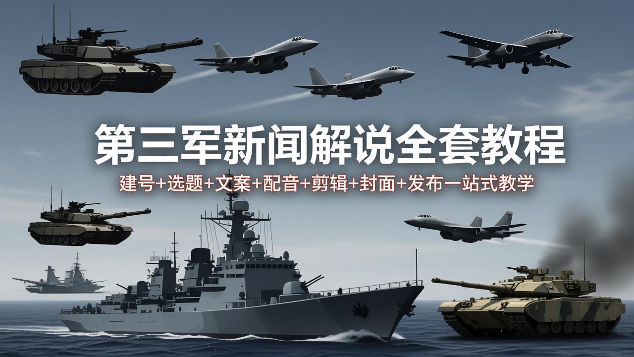 第三军迷新闻解说全套教程：建号+选题+文案+配音+剪辑+封面+发布一站式教学-老吴出海笔记