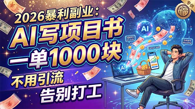 2026暴利副业：AI 写项目书，一单 1000 块，不用引流，告别打工-老吴出海笔记