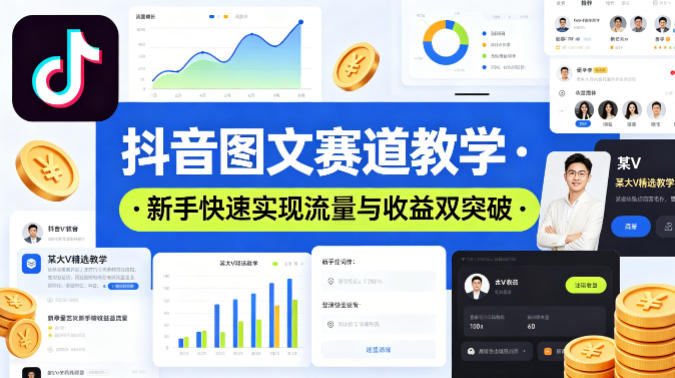 抖音图文赛道教学,某大V精选教学,新手也能快速实现流量与收益双突破-老吴出海笔记