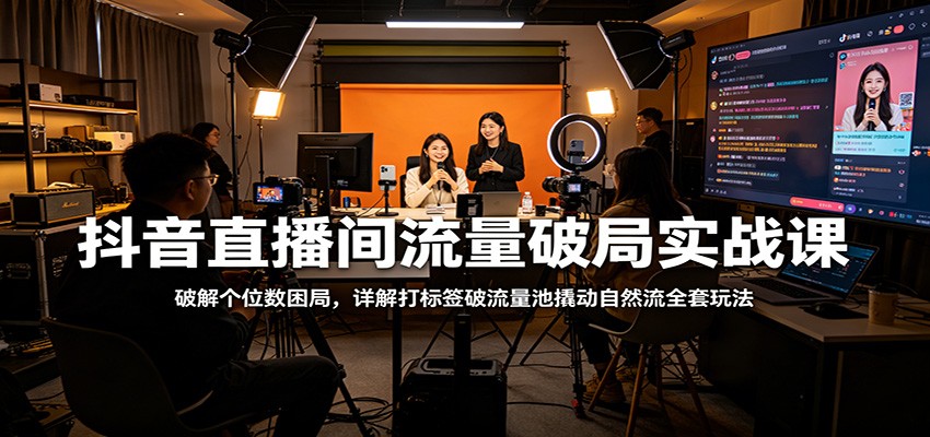 抖音直播间流量破局实战课：破解个位数困局，详解打标签破流量池撬动自然流全套玩法-老吴出海笔记