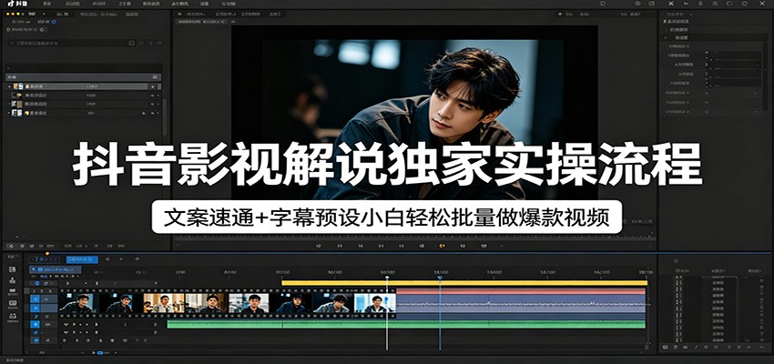 抖音影视解说独家实操流程,文案速通+字幕预设小白轻松批量做爆款视频-老吴出海笔记
