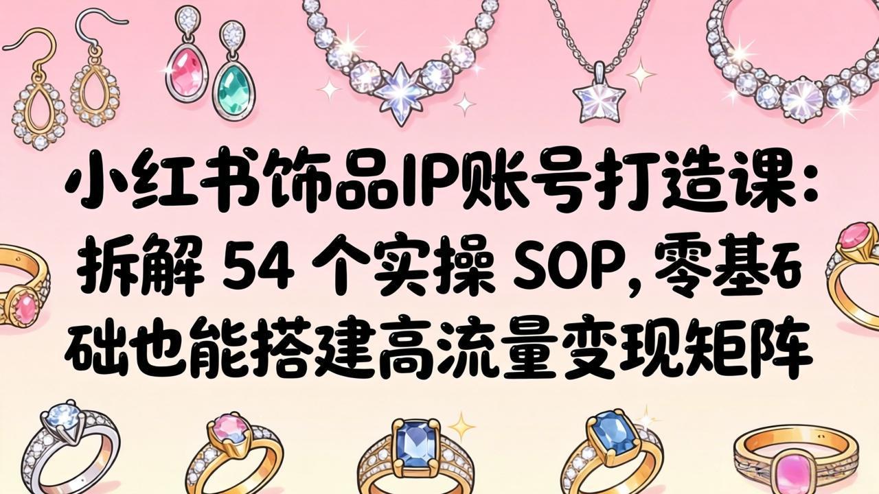 小红书饰品IP账号打造课:拆解 54 个实操 SOP,零基础也能搭建高流量变现矩阵-老吴出海笔记