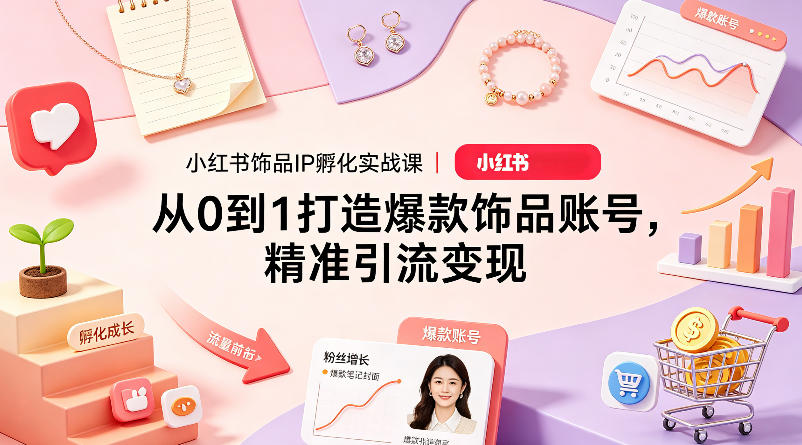 小红书饰品IP孵化实战课|从0到1打造爆款饰品账号,精准引流变现-老吴出海笔记